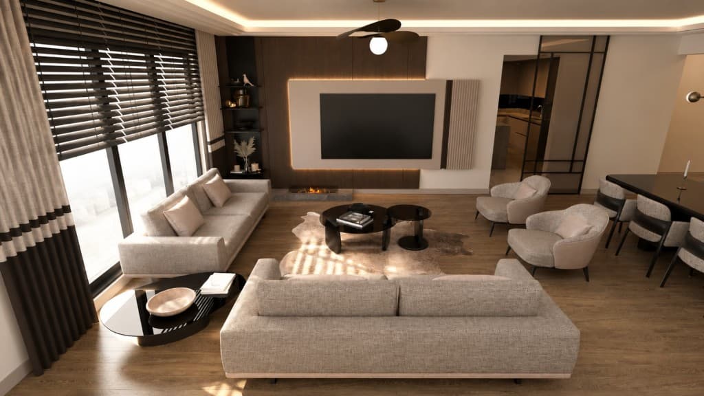 Terra Bağlıca salon ve TV duvarı